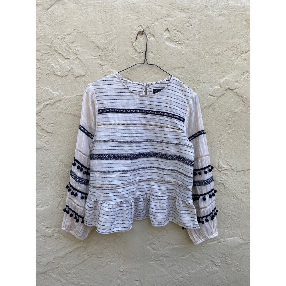 Zara top Pom Pom sleeved